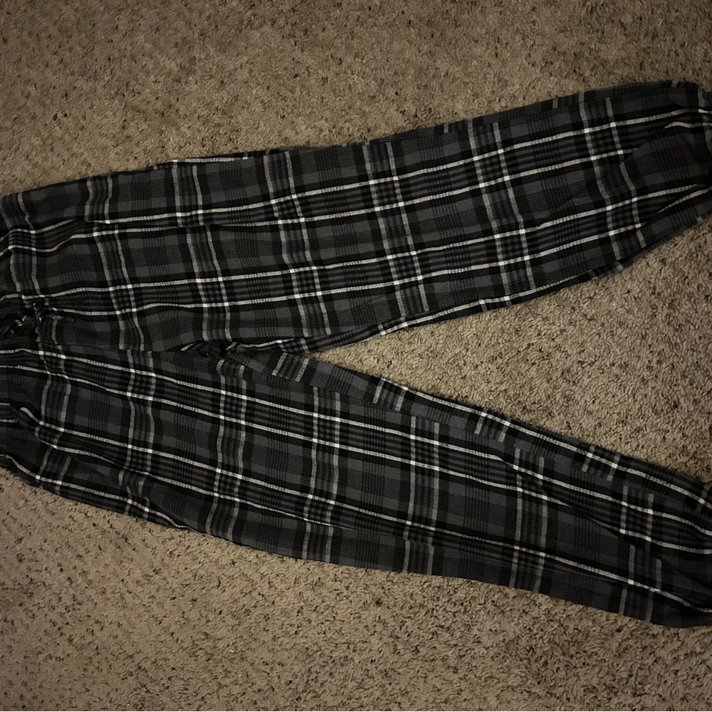Black and Gray Plaid Pants